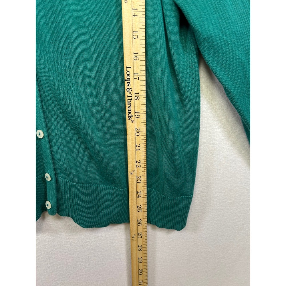 Croft & Barrow Classic Preppy Women Large Green Button Front Cardigan - Picture 5 of 9